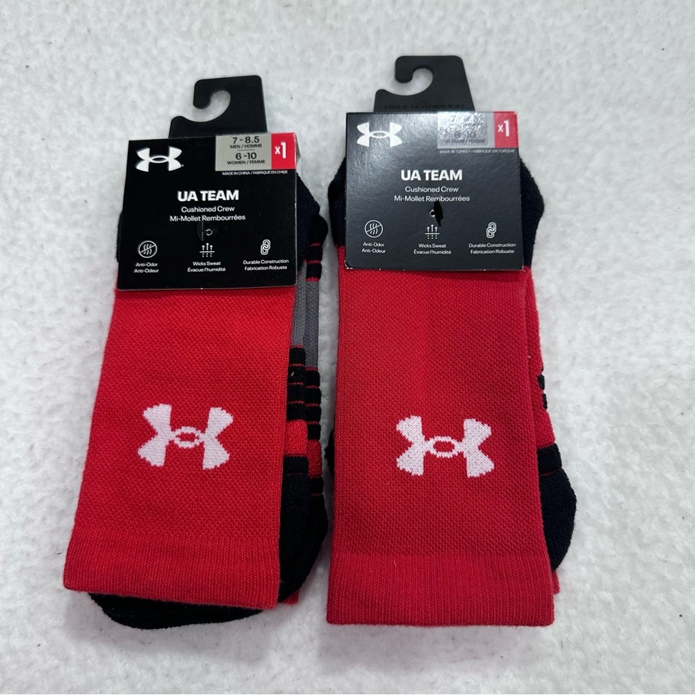 Under Armour UA Team Red and Black Crew Socks